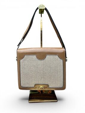 Vintage Bally International Canvas Leather Shoulder Bag 70s 80s w/ Box Dust Bag